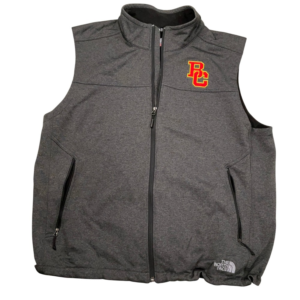 North Face Vest Mens XXL Gray Softshell BC Bergen Catholic Zip Fleece Casual